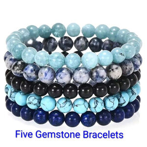 5 Bracelets Beaded Natural Stone Chakra Bracelets 70s Style Boho Bracelet Set